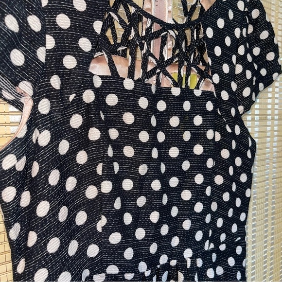 MAEVE Academia Artsy A Line Flare New Girl White Polkadot Sweetheart Dress 4 - Picture 3 of 13